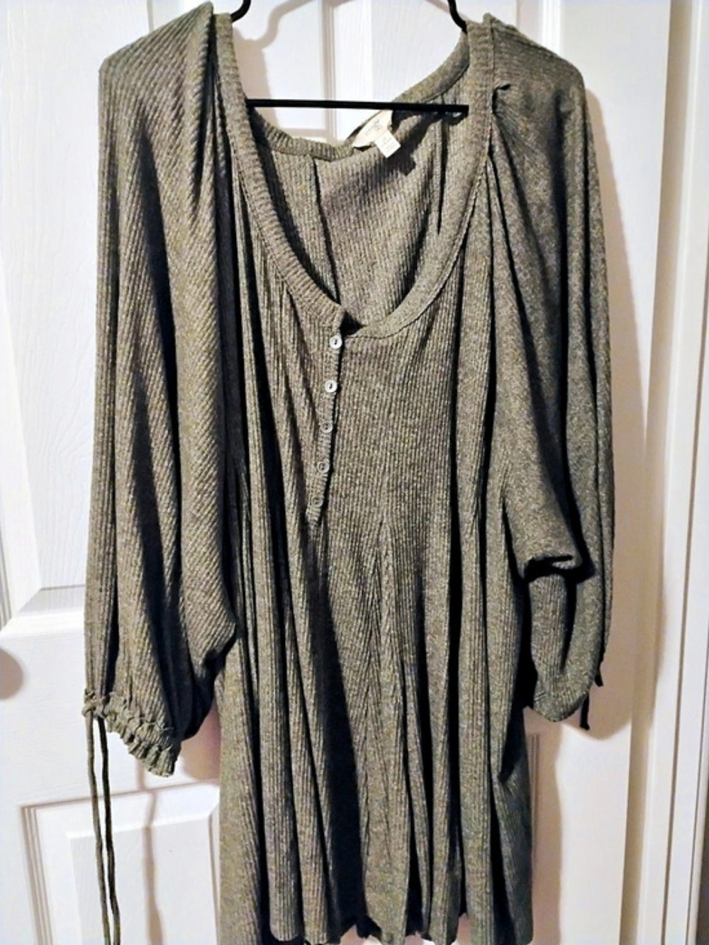 Terra & Sky Ribbed Striped Midi Dress Brown Size 2X